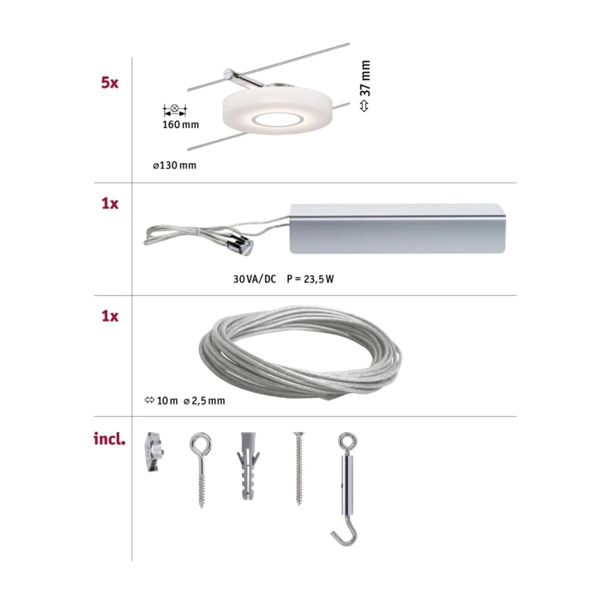 Paulmann 94109 - SET 5xLED/4,3W Foco para sistema de cadenas MAC 230V