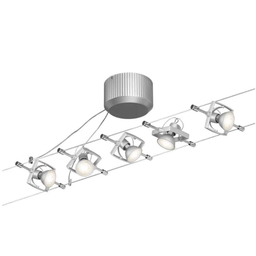 Paulmann 94133 - SET 5xGU5,3/10W Foco para sistema de cable MAC 230V cromo mate
