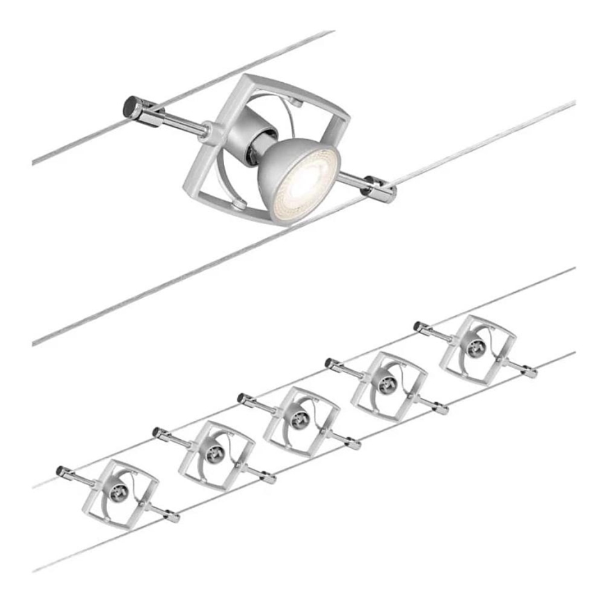 Paulmann 94133 - SET 5xGU5,3/10W Foco para sistema de cable MAC 230V cromo mate