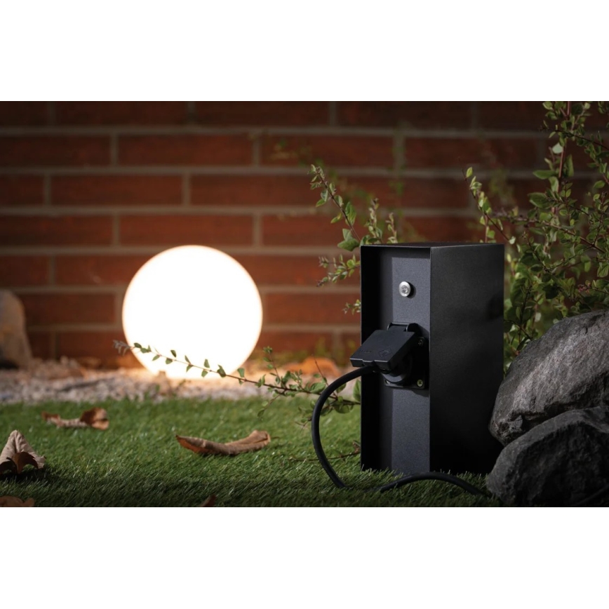 Paulmann 94315 - Columna de enchufe para exterior con sensor crepuscular RIO 3Z 230V IP44