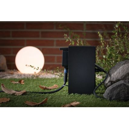 Paulmann 94315 - Columna de enchufe para exterior con sensor crepuscular RIO 3Z 230V IP44