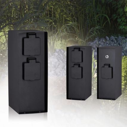 Paulmann 94315 - Columna de enchufe para exterior con sensor crepuscular RIO 3Z 230V IP44
