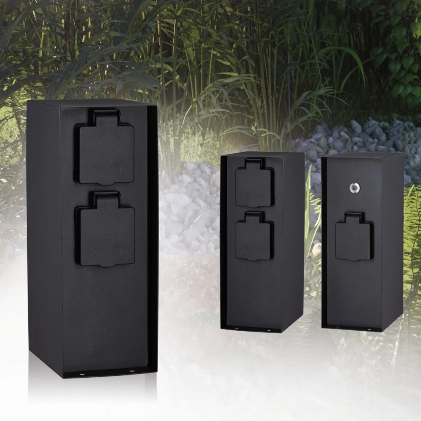 Paulmann 94315 - Columna de enchufe para exterior con sensor crepuscular RIO 3Z 230V IP44