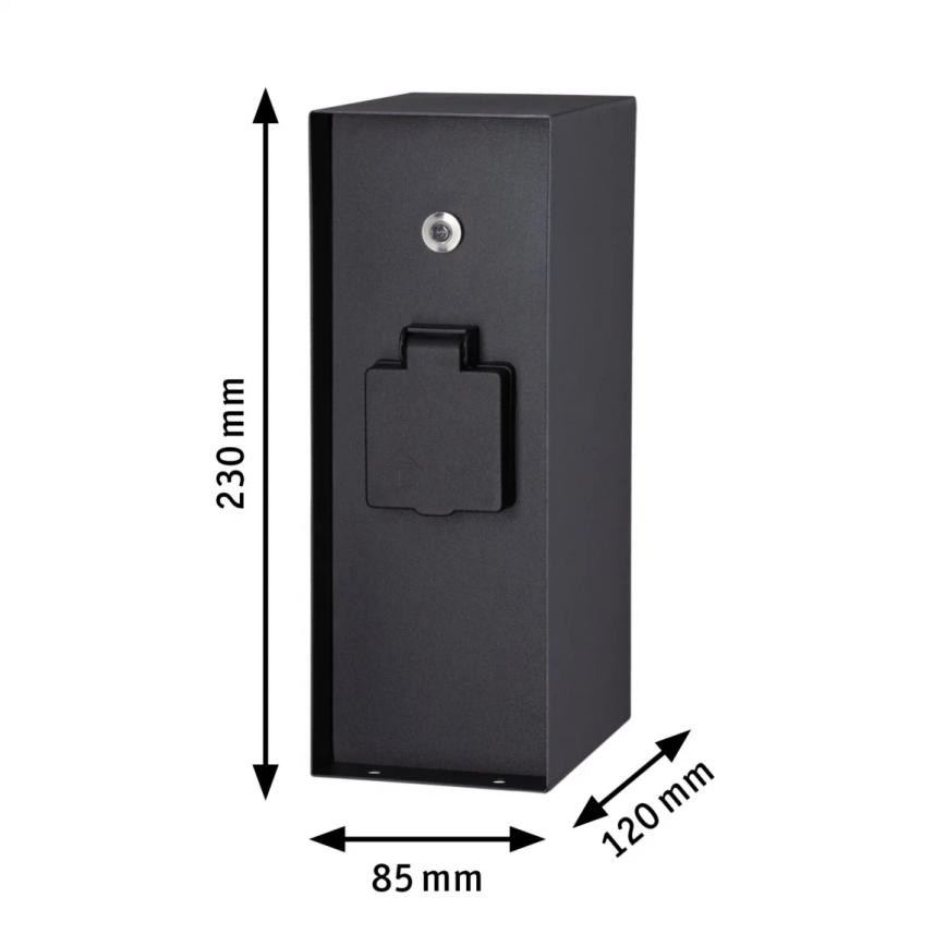 Paulmann 94315 - Columna de enchufe para exterior con sensor crepuscular RIO 3Z 230V IP44