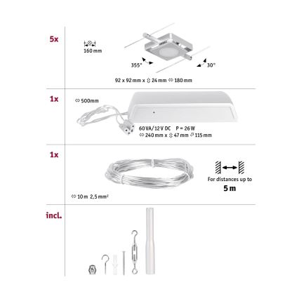 Paulmann 94420 - JUEGO 5xLED/4,5W Foco para sistema de rieles MAC 230V cromo mate