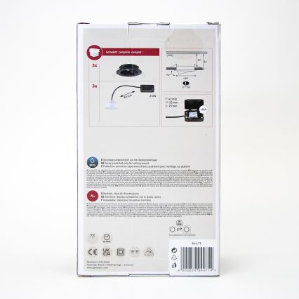 Paulmann 94471 - SET 3xLED/6W IP23 Lámpara empotrable de baño NOVA 230V