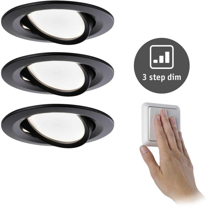 Paulmann 94472 - JUEGO 3xLED/6W IP23 Plafón de baño regulable NOVA 230V