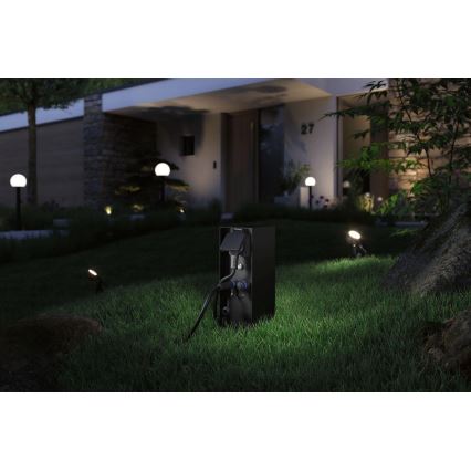 Paulmann 94701 - Columna de enchufe para exterior con sensor crepuscular RIO 2Z 230V IP44