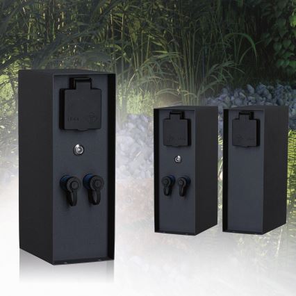 Paulmann 94701 - Columna de enchufe para exterior con sensor crepuscular RIO 2Z 230V IP44