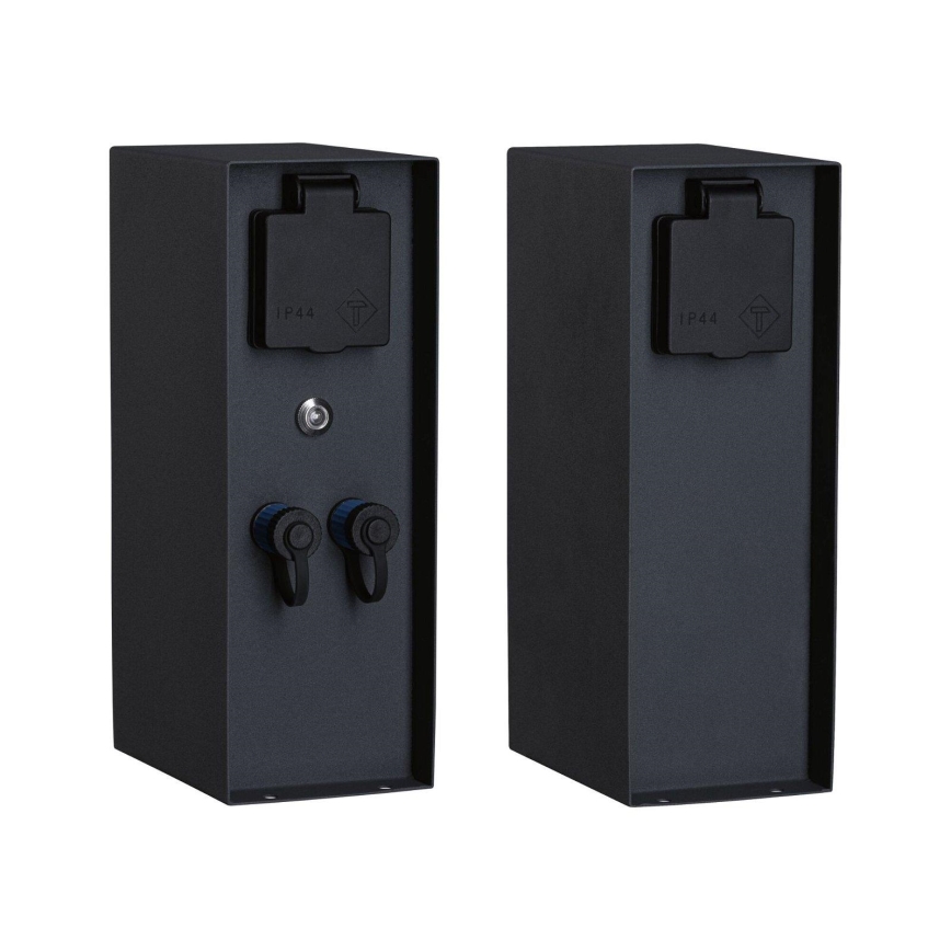 Paulmann 94701 - Columna de enchufe para exterior con sensor crepuscular RIO 2Z 230V IP44