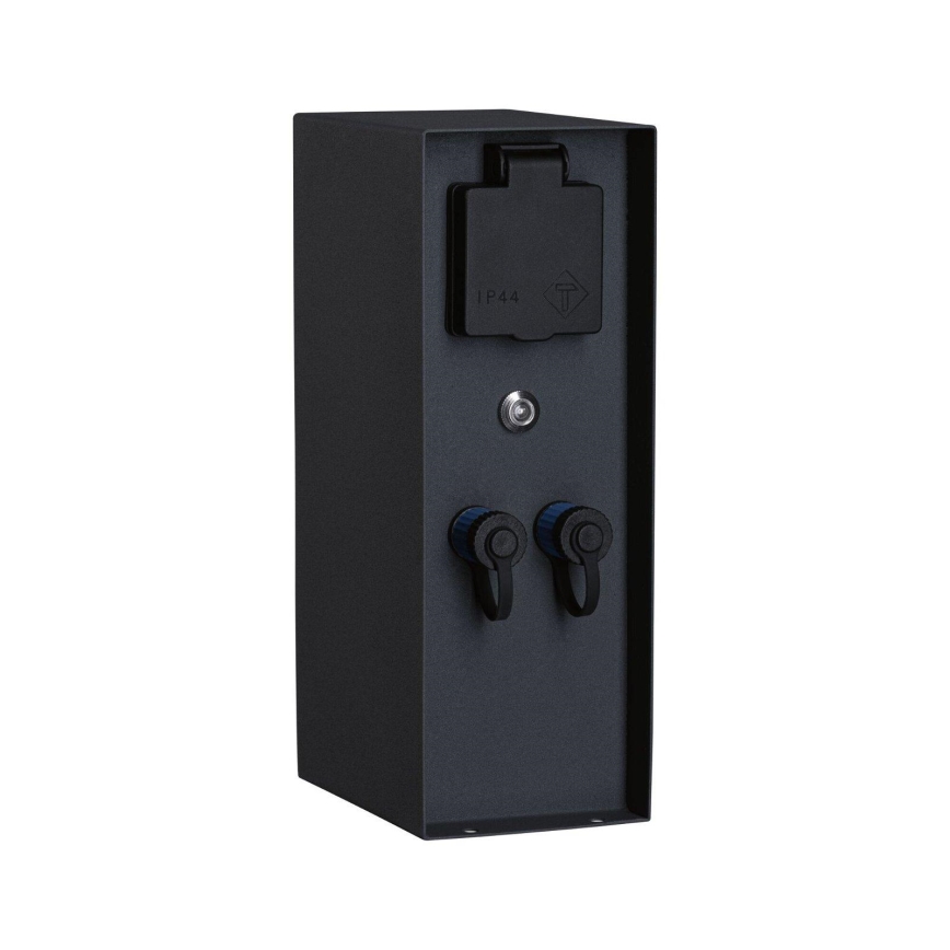 Paulmann 94701 - Columna de enchufe para exterior con sensor crepuscular RIO 2Z 230V IP44