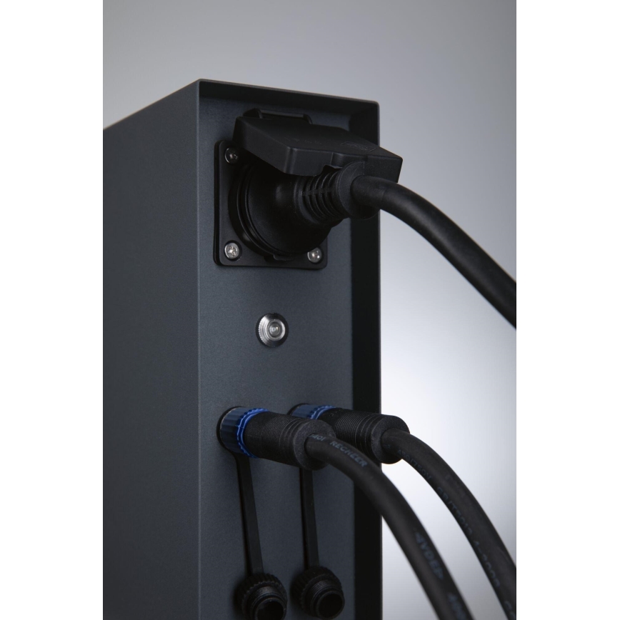 Paulmann 94701 - Columna de enchufe para exterior con sensor crepuscular RIO 2Z 230V IP44
