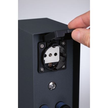 Paulmann 94701 - Columna de enchufe para exterior con sensor crepuscular RIO 2Z 230V IP44
