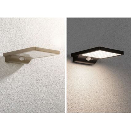 Paulmann 95393 - LED/4W IP44 Aplique solar regulable con sensor SOLVEIG 3,7V 2000 mAh