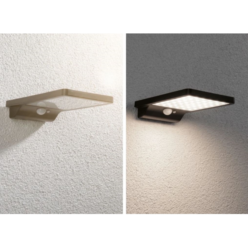 Paulmann 95393 - LED/4W IP44 Aplique solar regulable con sensor SOLVEIG 3,7V 2000 mAh