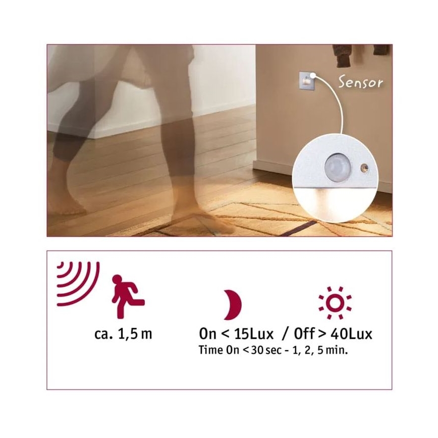 Paulmann  93134 - LED/1,2W Iluminación de escalera con sensor EDGE 230V cromo mate