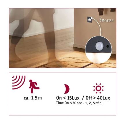 Paulmann  93135 - LED/1,2W Iluminación de escalera con sensor EDGE 230V negro