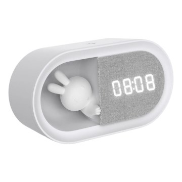Pequeña lámpara de noche LED regulable con despertador BUNNY LED/1,2W/5V 3000K