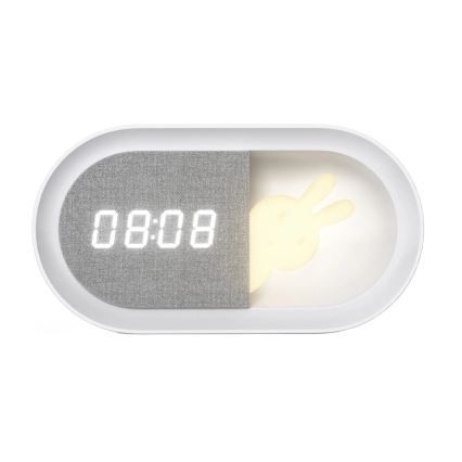 Pequeña lámpara de noche LED regulable con despertador BUNNY LED/1,2W/5V 3000K