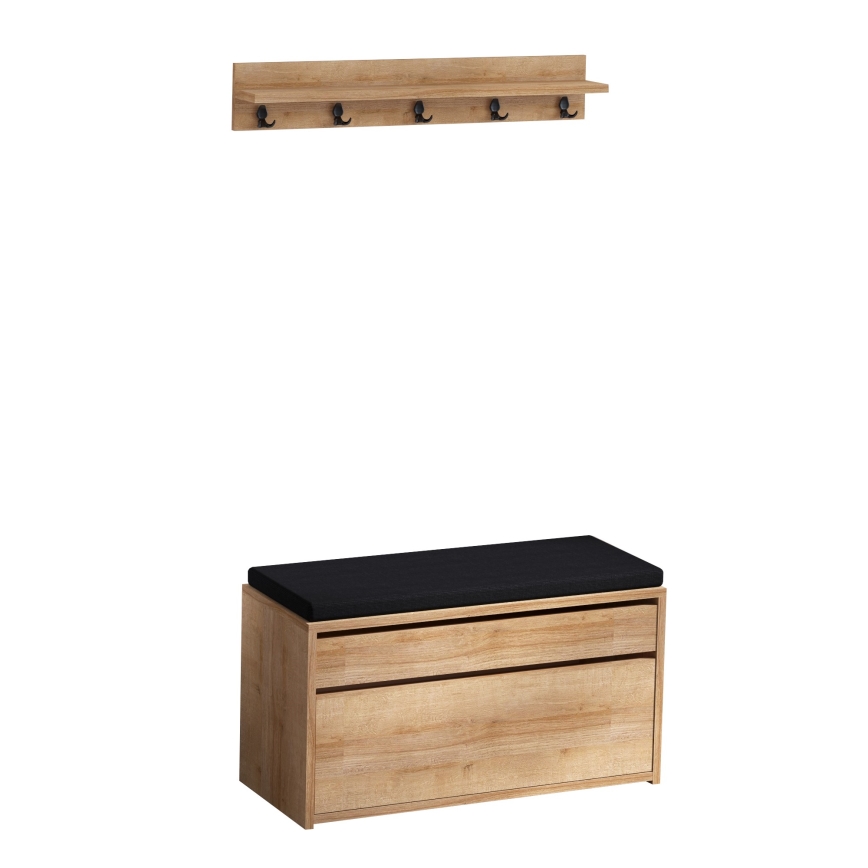 Percha de pared BOBY 15x80 cm + zapatero 42x80 cm marrón/negro