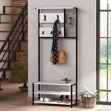 Perchero de pared con mueble zapatero NOMAD 182x78 blanco/negro