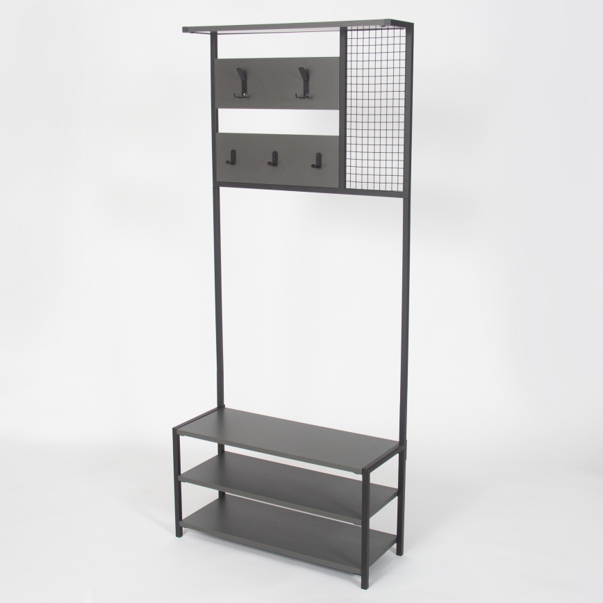 Perchero de pared con mueble zapatero NOMAD 182x78 cm negro/antracita