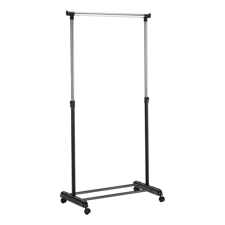 Perchero metálico móvil 170x88 cm negro/cromo brillante