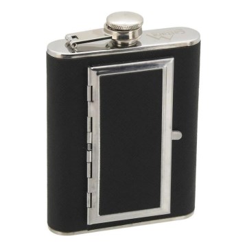 Petaca con estuche para puros 175 ml negro