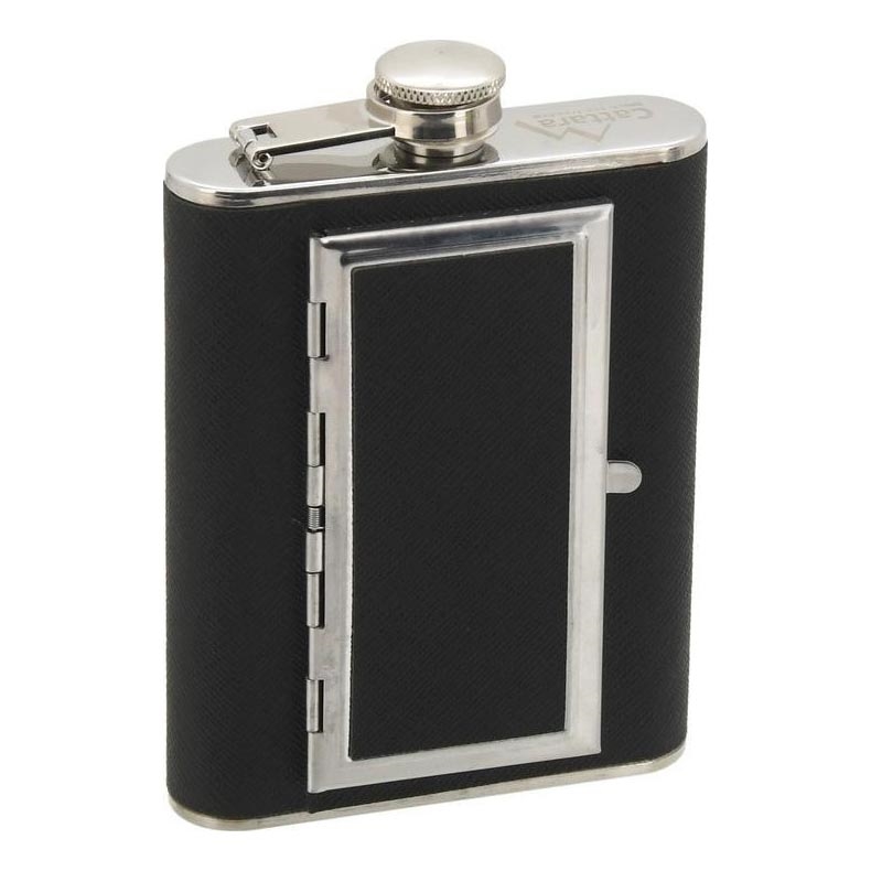 Petaca con estuche para puros 175 ml negro