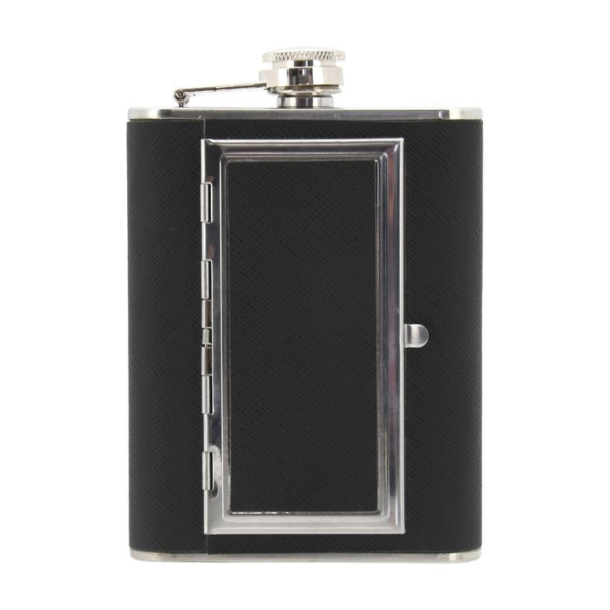 Petaca con estuche para puros 175 ml negro
