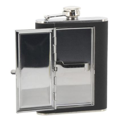 Petaca con estuche para puros 175 ml negro