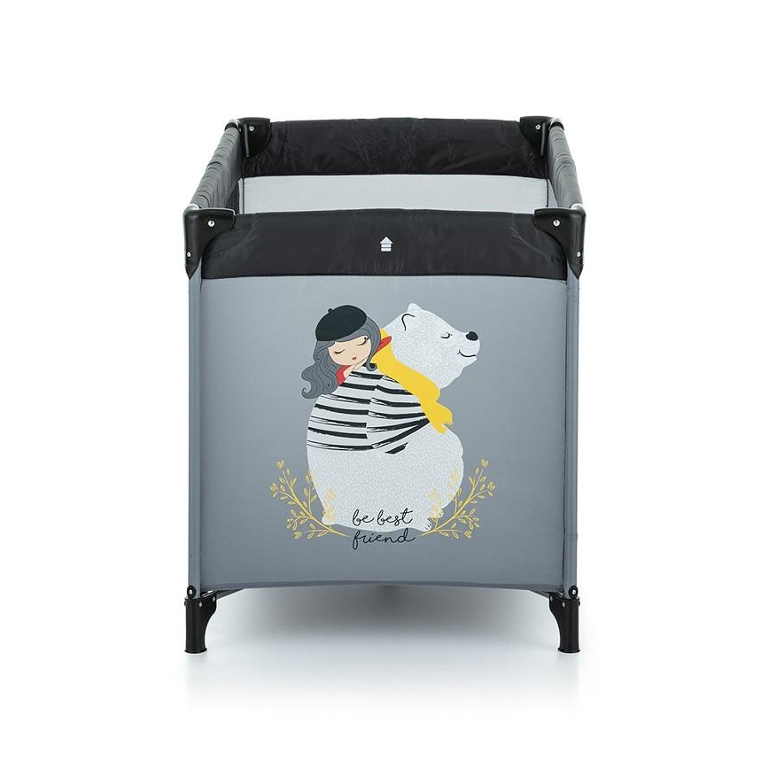 PETITE&MARS - Cuna de viaje NYJA TEDDY FRIEND COAL gris/negro