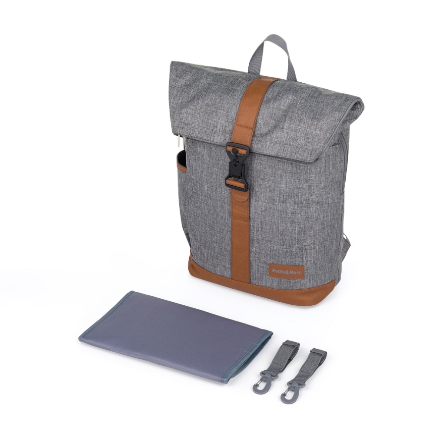 PETITE&MARS - Mochila de Pañales para Bebé para cochecito JACKOB gris