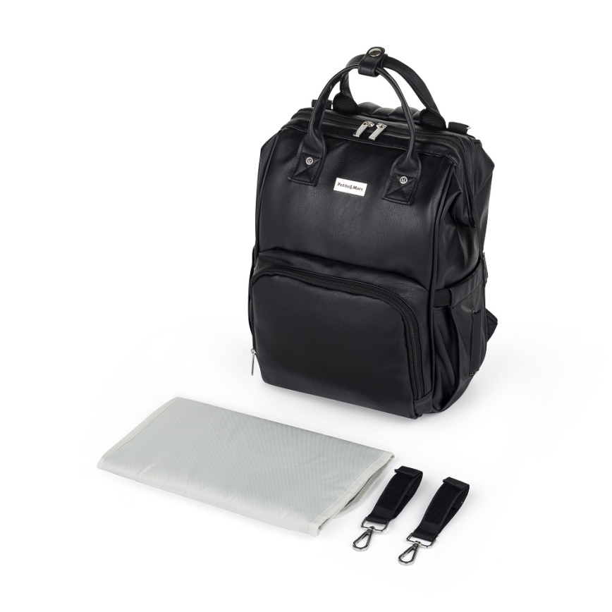PETITE&MARS - Mochila de Pañales para Bebé para cochecito JASPER negro