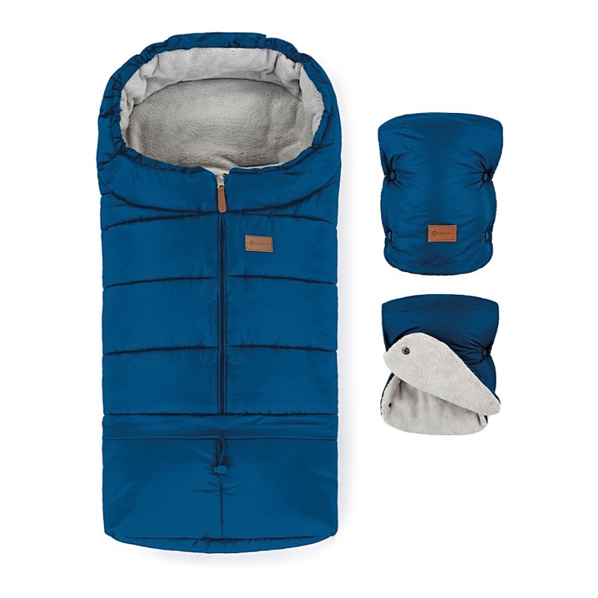 PETITE&MARS - SET Saco de bebé 3en1 JIBOT + cubremanos para cochecito Azul