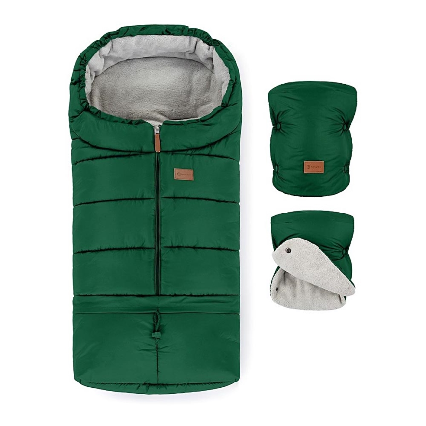 PETITE&MARS - SET Saco de bebé 3en1 JIBOT + cubremanos para cochecito Verde