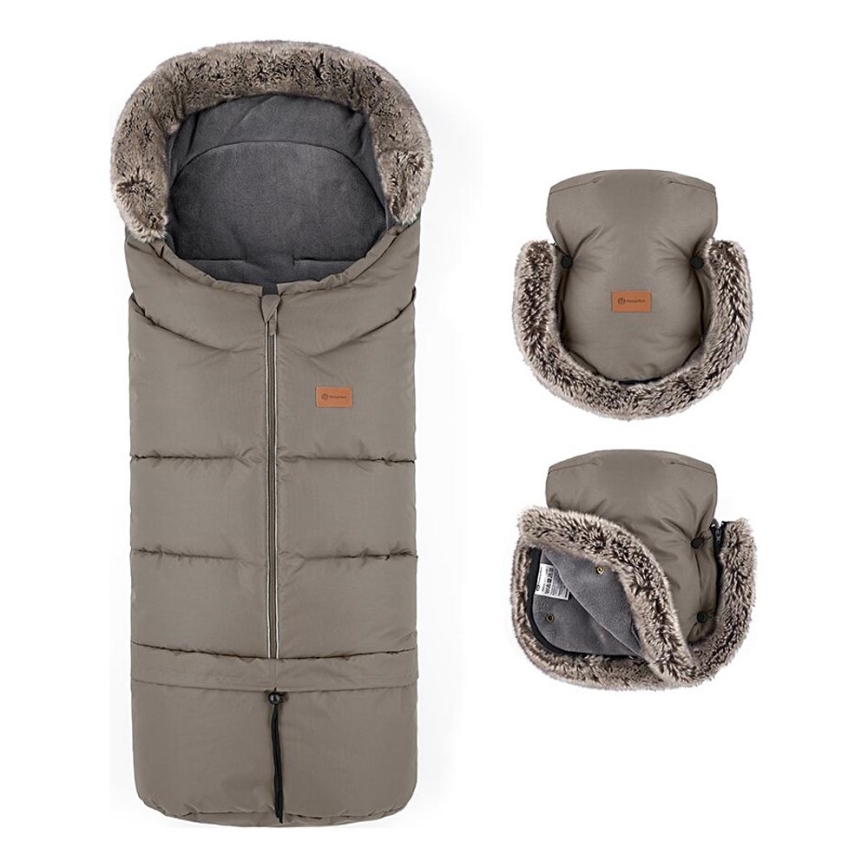 PETITE&MARS - SET Saco de Dormir para Bebé 4en1 ARCTIC + fundas para cochecito FURRY Mocha Mousse