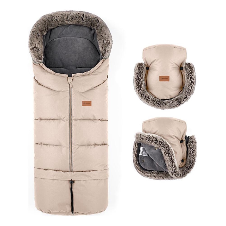 PETITE&MARS - SET Saco de Dormir para Bebé 4en1 ARCTIC + fundas para cochecito FURRY rosa Petal