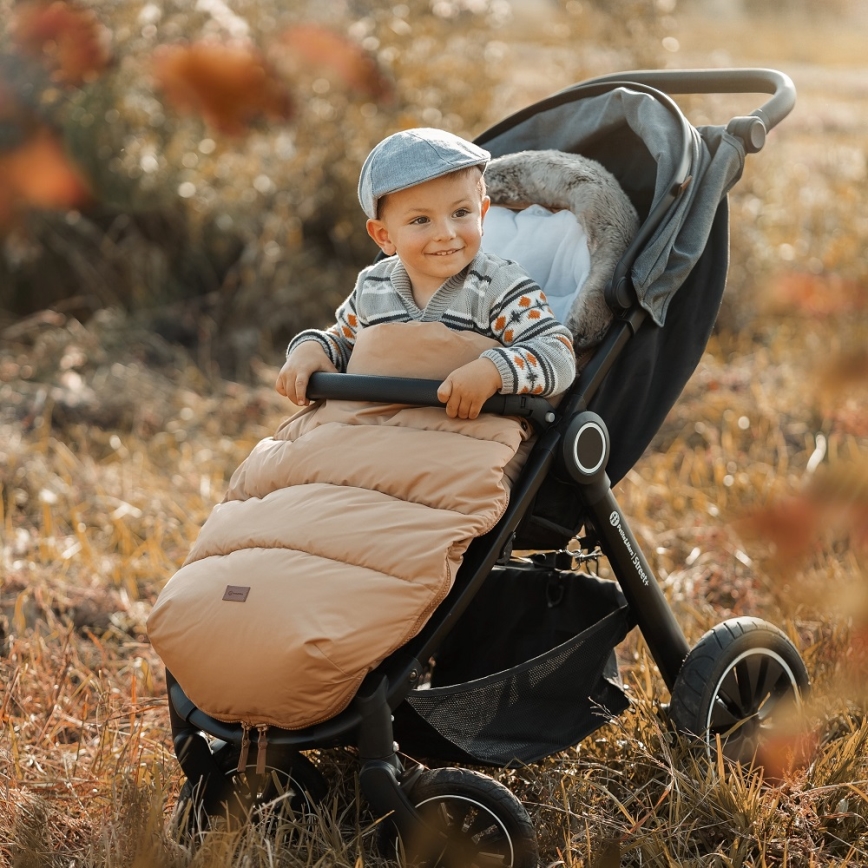 PETITE&MARS - SET Saco de Dormir para Bebé 4en1 COMFY + fundas para cochecito FURRY Elegant Caramel