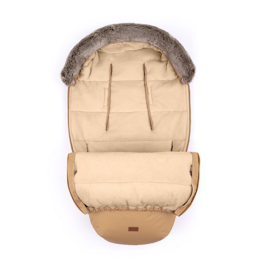 PETITE&MARS - SET Saco de Dormir para Bebé 4en1 COMFY + fundas para cochecito FURRY Elegant Caramel