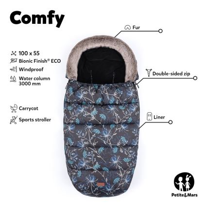 PETITE&MARS - SET Saco de Dormir para Bebé 4en1 COMFY + fundas para cochecito FURRY Elegant Caramel