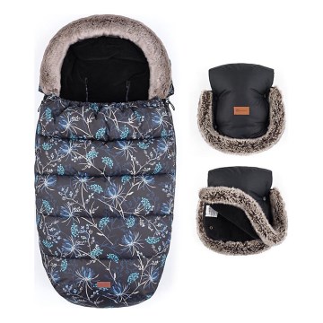 PETITE&MARS - SET Saco de Dormir para Bebé 4en1 COMFY Stylish Beauty + fundas para cochecito FURRY Forever Black
