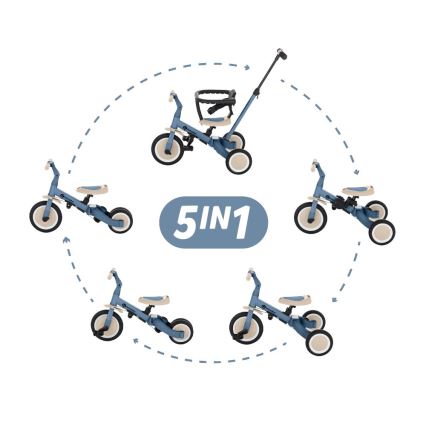 PETITE&MARS - Triciclo infantil 5en1 TURBO Ocean Blue