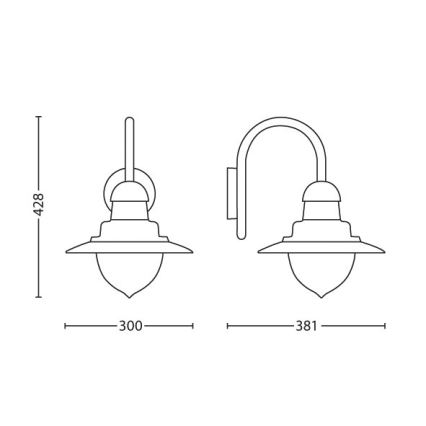 Philips 01652/30/PN - Aplique exterior RAINDROP 1xE27/60W/230V IP44