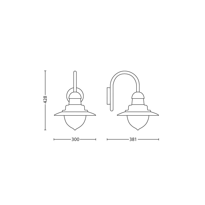 Philips 01652/30/PN - Aplique exterior RAINDROP 1xE27/60W/230V IP44