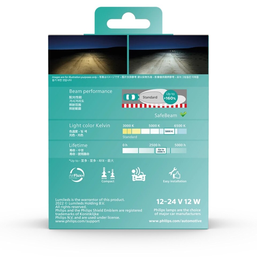 Philips 11342U51X2 - SET 2x Bombilla LED para coche Ultinon Pro5100 H4 P43t-38/12W/12/24V 5800K