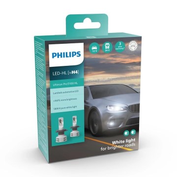 Philips 11342U51X2 - SET 2x LED Bombilla para coche Ultinon Pro5100 H4 P43t-38/12W/12/24V 5800K