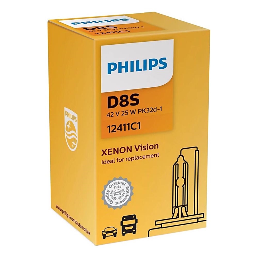 Philips 12411C1 - Bombilla de xenón para coche Xenon Vision D8S PK32d-1/25W/42V 4500K