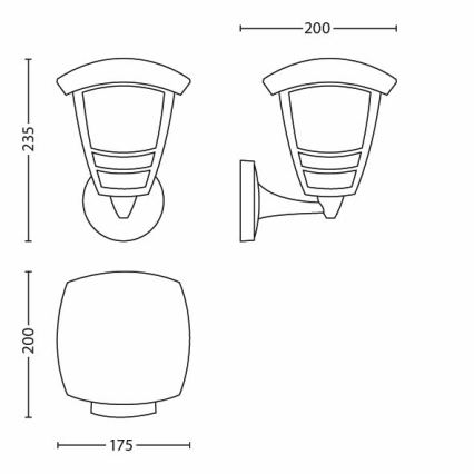 Philips - Aplique exterior E27/60W/230V