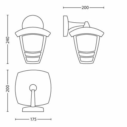 Philips - Aplique exterior 1xE27/60W/230V IP44